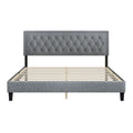 King Size Panel Bed Frame With Adjustable Button Tufted Headboard For Bedroom Linen Upholstered Wood Slat Support Easy Assembly,Light Grey Light Gray Wood