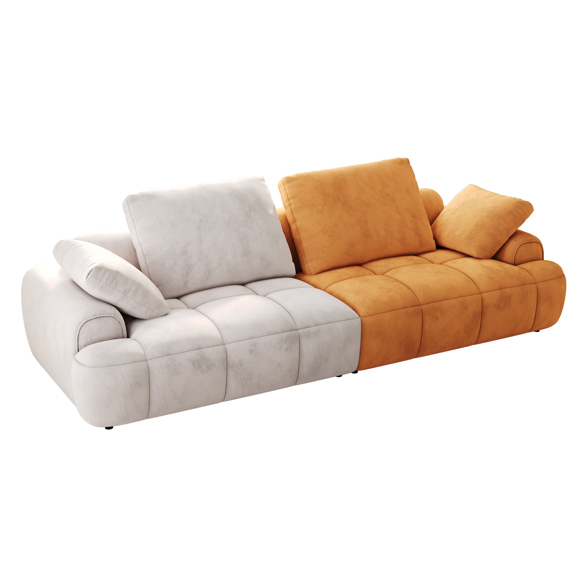 86.6 Large Size Two Seat Sofa,Modern Upholstered,Gray Paired With Yellow Suede Fabric Increase In Sitting Height Gray Yellow Velvet Wood Primary Living Space Soft Modern Eucalyptus Polyurethane Foam Eucalyptus 3 Seat