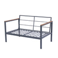 4 Piece Outdoor Sofa Set With Acacia Wood Top, Padded Patio Conversation Table Chair Set W Coffee Table For Garden, Backyard, Poolside Dark Grey Cushion Yes Complete Patio Set Dark Grey Rust Resistant Frame Mildew Resistant Cushion Garden & Outdoor