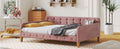 Full Size Upholstered Daybed With 4 Support Legs,Pink Full Pink Upholstered