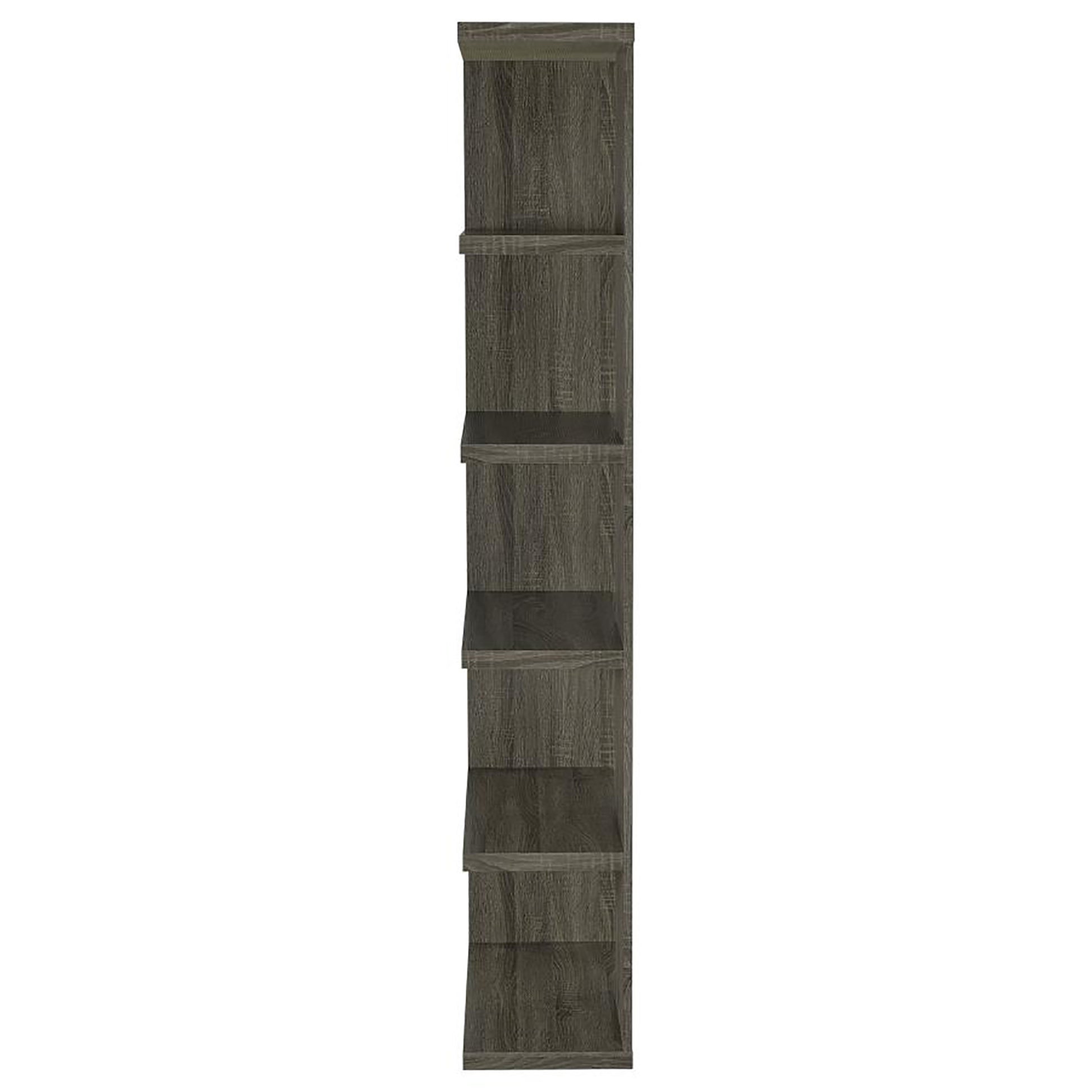 Weathered Grey 5 Shelf Bookcase 5 Grey Gray Corner Vertical Office Open Back Wood Transitional Wood