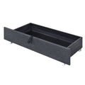 Queen Size Upholstered Platform Bed With Led Frame And 4 Drawers, Linen Fabric, Gray Gray Linen