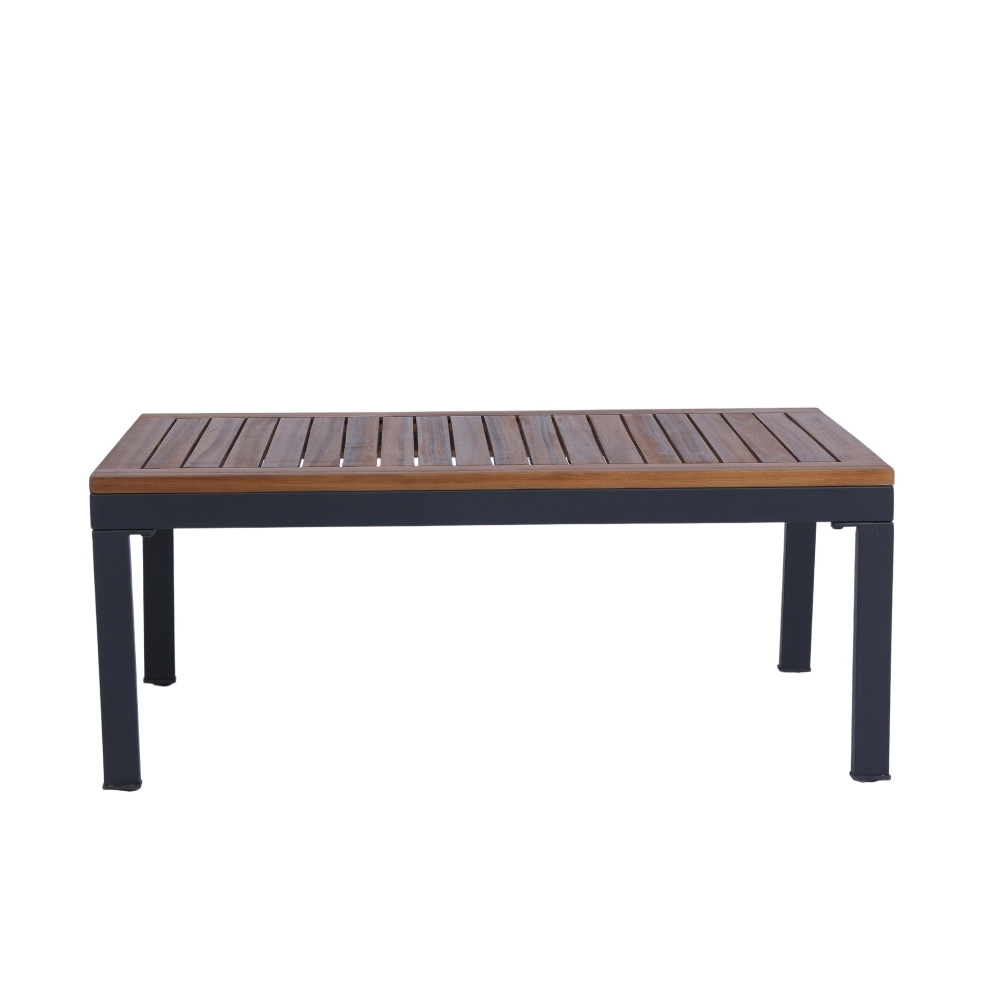 4 Piece Outdoor Sofa Set With Acacia Wood Top, Padded Patio Conversation Table Chair Set W Coffee Table For Garden, Backyard, Poolside Dark Grey Cushion Yes Complete Patio Set Dark Grey Rust Resistant Frame Mildew Resistant Cushion Garden & Outdoor