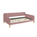 Twin Size Upholstered Daybed With 4 Support Legs, Pink Twin Pink Upholstered