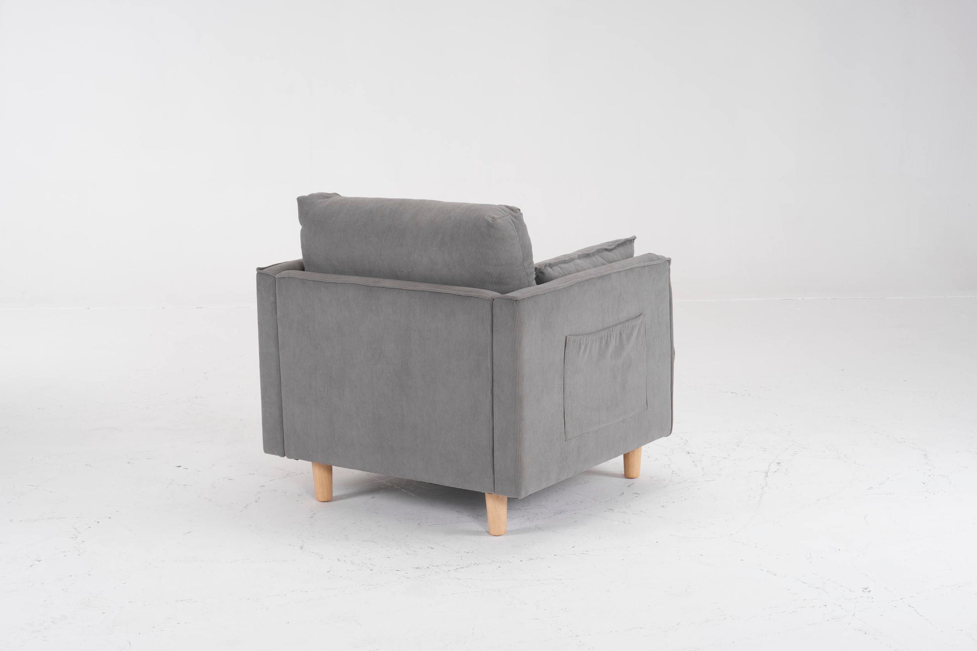 29.5 "W Modern Fabric Decorative Chair Armchair Upholstered Reading Chair Single Sofa Casual Club Chair With Solid Wooden Feet And 2 Pillow, For Living Room, Bedroom, Bed Room, Office, Corduroy Fabric Grey Foam Corduroy