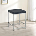 Dark Grey Upholstered Square Vanity Stool Dark Gray Vanity Stools Faux Leather Bedroom Square Grey Contemporary,Modern Backless Foam Faux Leather