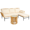 3 Pieces Outdoor Patio Wicker Furniture Sets Table And Chairs With 3.15 Inches Thick Cushion Outdoor Sofa Set Natural Yellow Wicker Creme Cushion Yes Complete Patio Set Light Yellow Rust Resistant Frame Mildew Resistant Cushion Garden & Outdoor Modern