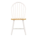 Natural Brown And White Spindle Back Side Chairs Set Of 4 Solid Natural White Dining Room Wipe Clean Farmhouse,Rustic Side Chair Rubberwood Slat Back Wood