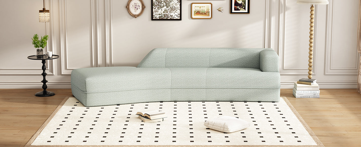 109.4" Curved Chaise Lounge Modern Indoor Sofa Couch For Living Room, Green Old Sku:Wf313109Aaf Green Boucle