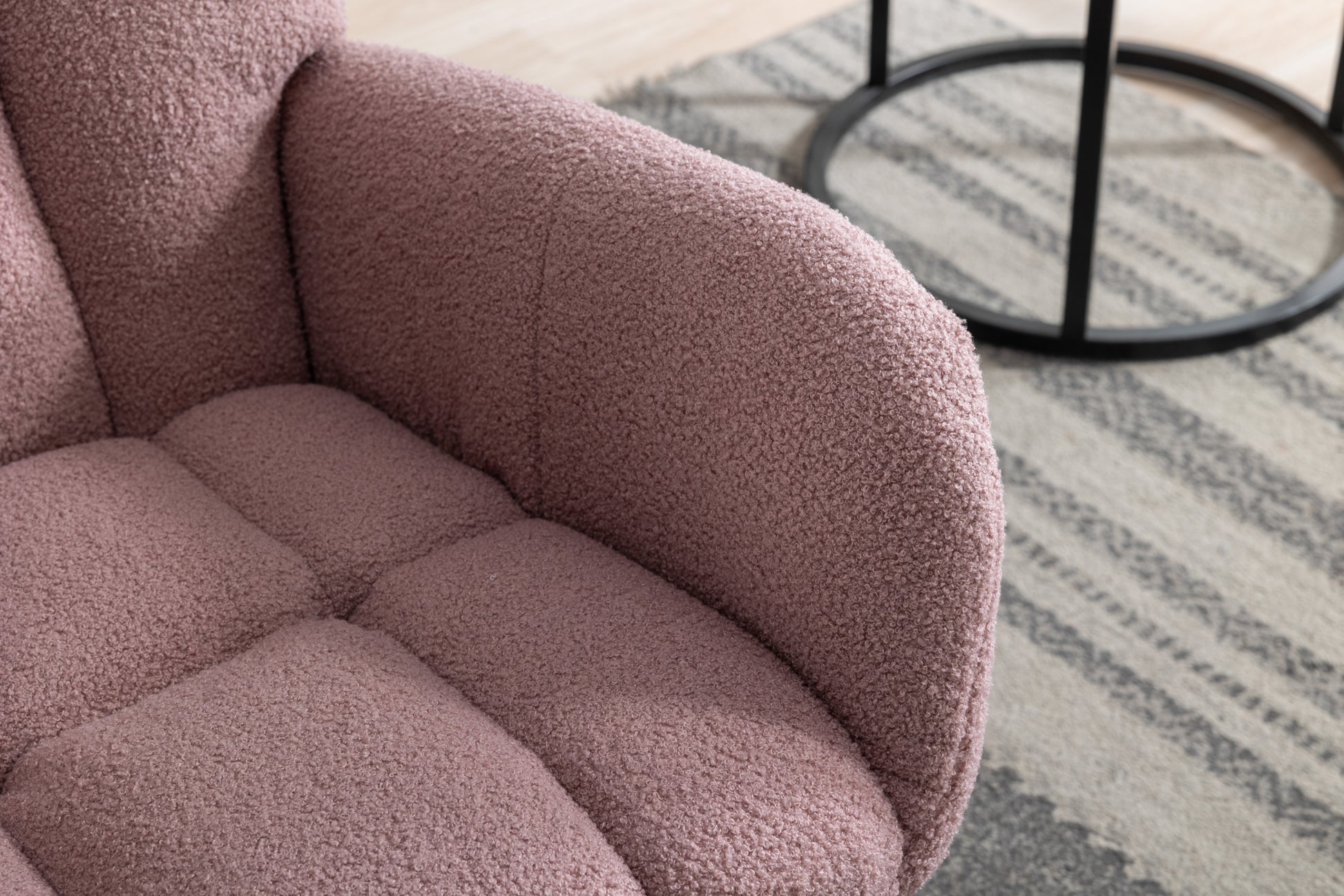 Rocking Chair With Pocket, Soft Teddy Fabric Rocking Chair For Nursery, Comfy Wingback Glider Rocker With Safe Solid Wood Base For Living Room Bedroom Balcony Pink Pink Casual Foam Teddy
