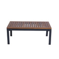 4 Piece Outdoor Sofa Set With Acacia Wood Top, Padded Patio Conversation Table Chair Set W Coffee Table For Garden, Backyard, Poolside Dark Grey Cushion Yes Complete Patio Set Dark Grey Rust Resistant Frame Mildew Resistant Cushion Garden & Outdoor