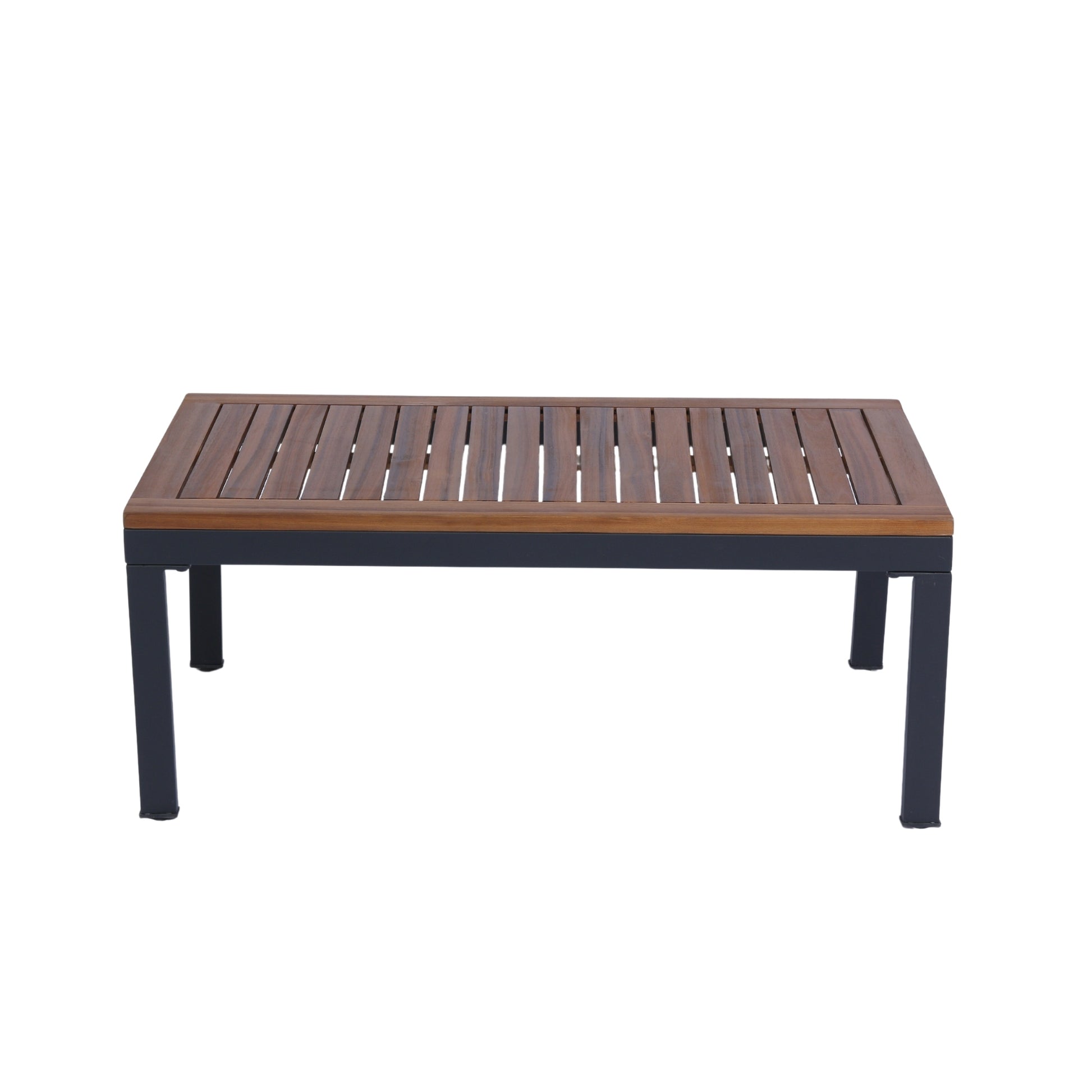 4 Piece Outdoor Sofa Set With Acacia Wood Top, Padded Patio Conversation Table Chair Set W Coffee Table For Garden, Backyard, Poolside Dark Grey Cushion Yes Complete Patio Set Dark Grey Rust Resistant Frame Mildew Resistant Cushion Garden & Outdoor
