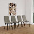Mdf Wood Colour Dining Table And Modern Dining Chairs Set Of 4, Mid Century Wooden Kitchen Table Set, Metal Base & Legs, Dining Room Table And Linen Chairs Natural Grey Kitchen Mid Century Modern Mdf
