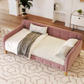 Twin Size Upholstered Daybed With 4 Support Legs, Pink Twin Pink Upholstered