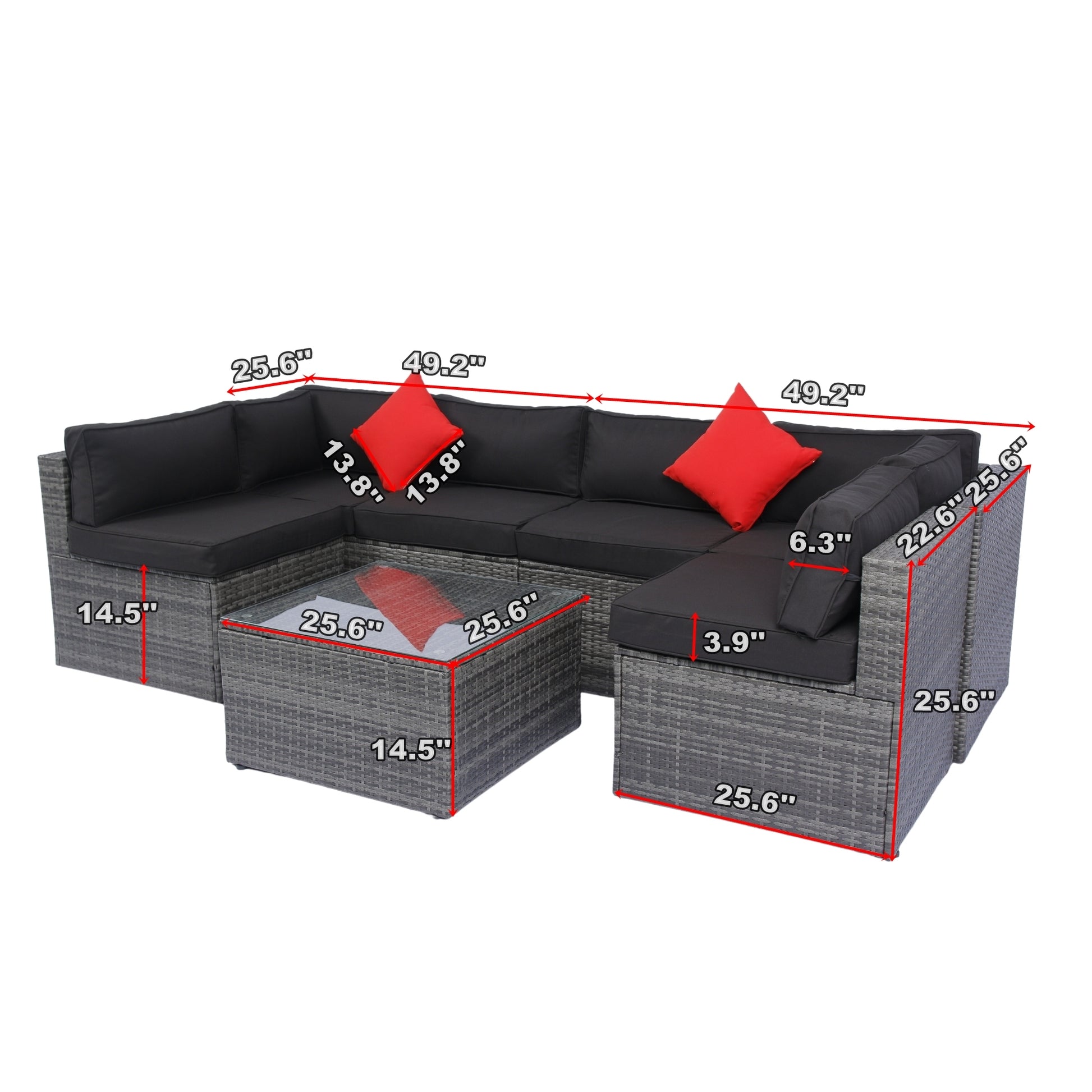 5 Pieces Pe Rattan Sectional Outdoor Furniture Cushioned U Sofa Set With 2 Pillow Grey Wicker Black Cushion Yes Sectional Black Grey Weather Resistant Frame Mildew Resistant Cushion Garden & Outdoor Modern Complete Patio Sets Fiber Foam And Polyester