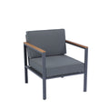 4 Piece Outdoor Sofa Set With Acacia Wood Top, Padded Patio Conversation Table Chair Set W Coffee Table For Garden, Backyard, Poolside Dark Grey Cushion Yes Complete Patio Set Dark Grey Rust Resistant Frame Mildew Resistant Cushion Garden & Outdoor