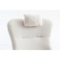 35.5 Inch Rocking Chair With Pocket, Soft Teddy Fabric Rocking Chair For Nursery, Comfy Wingback Glider Rocker With Safe Solid Wood Base For Living Room Bedroom Balcony White White Casual Foam Teddy
