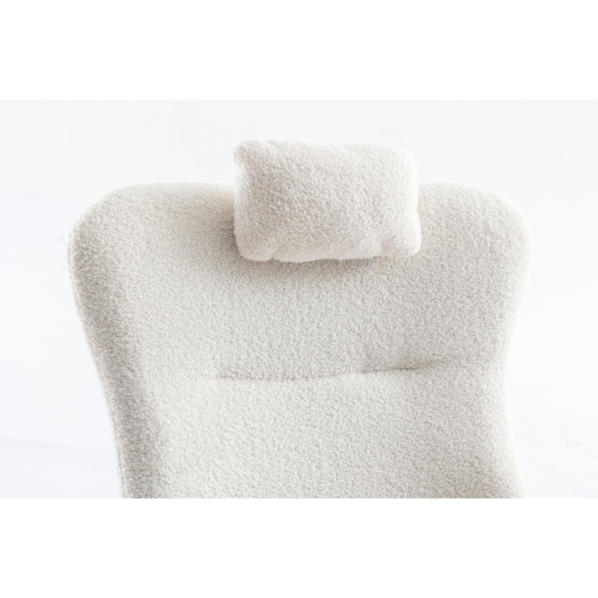 35.5 Inch Rocking Chair With Pocket, Soft Teddy Fabric Rocking Chair For Nursery, Comfy Wingback Glider Rocker With Safe Solid Wood Base For Living Room Bedroom Balcony White White Casual Foam Teddy