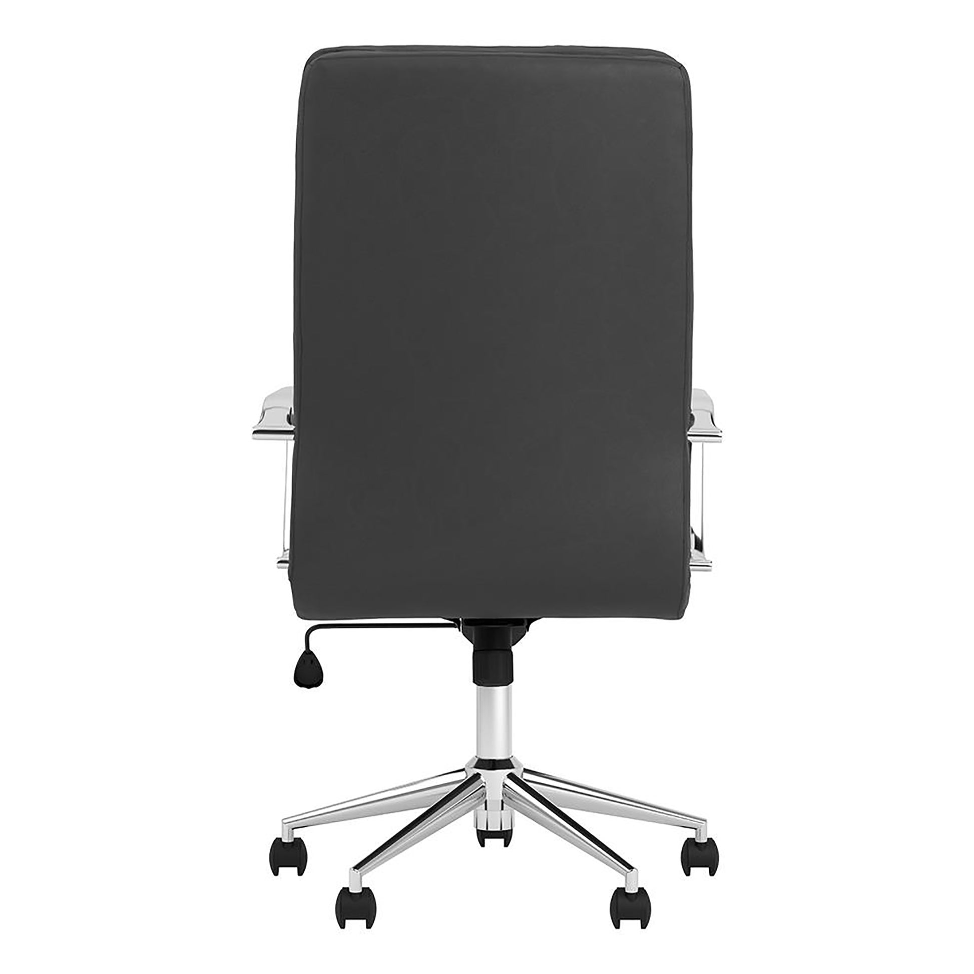 Black And Chrome Upholstered Office Chair With Casters Solid Black Office Foam Spot Clean Contemporary,Modern Office Chairs Solid Back Foam Casters Faux Leather