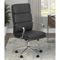 Black And Chrome Upholstered Office Chair With Casters Solid Black Office Foam Spot Clean Contemporary,Modern Office Chairs Solid Back Foam Casters Faux Leather