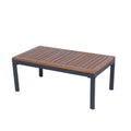 4 Piece Outdoor Sofa Set With Acacia Wood Top, Padded Patio Conversation Table Chair Set W Coffee Table For Garden, Backyard, Poolside Dark Grey Cushion Yes Complete Patio Set Dark Grey Rust Resistant Frame Mildew Resistant Cushion Garden & Outdoor