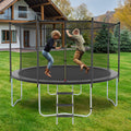 14Ft Trampoline With Safety Enclosure Net, Outdoor Trampoline With Heavy Duty Jumping Mat And Spring Cover Padding For Kids And Adults Gray Garden & Outdoor Iron