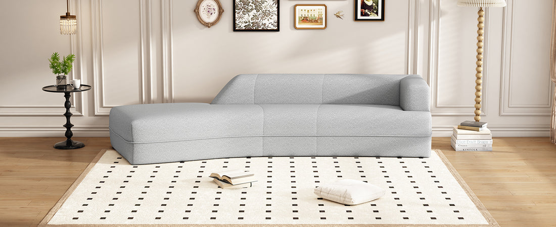 109.4" Curved Chaise Lounge Modern Indoor Sofa Couch For Living Room, Grey Old Sku:Wf313109Aae Grey Boucle 2 Seat
