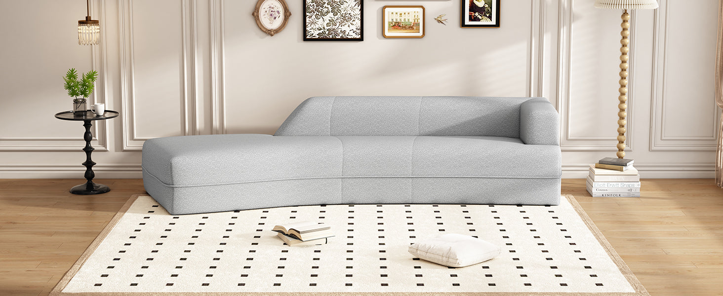 109.4" Curved Chaise Lounge Modern Indoor Sofa Couch For Living Room, Grey Old Sku:Wf313109Aae Grey Boucle 2 Seat