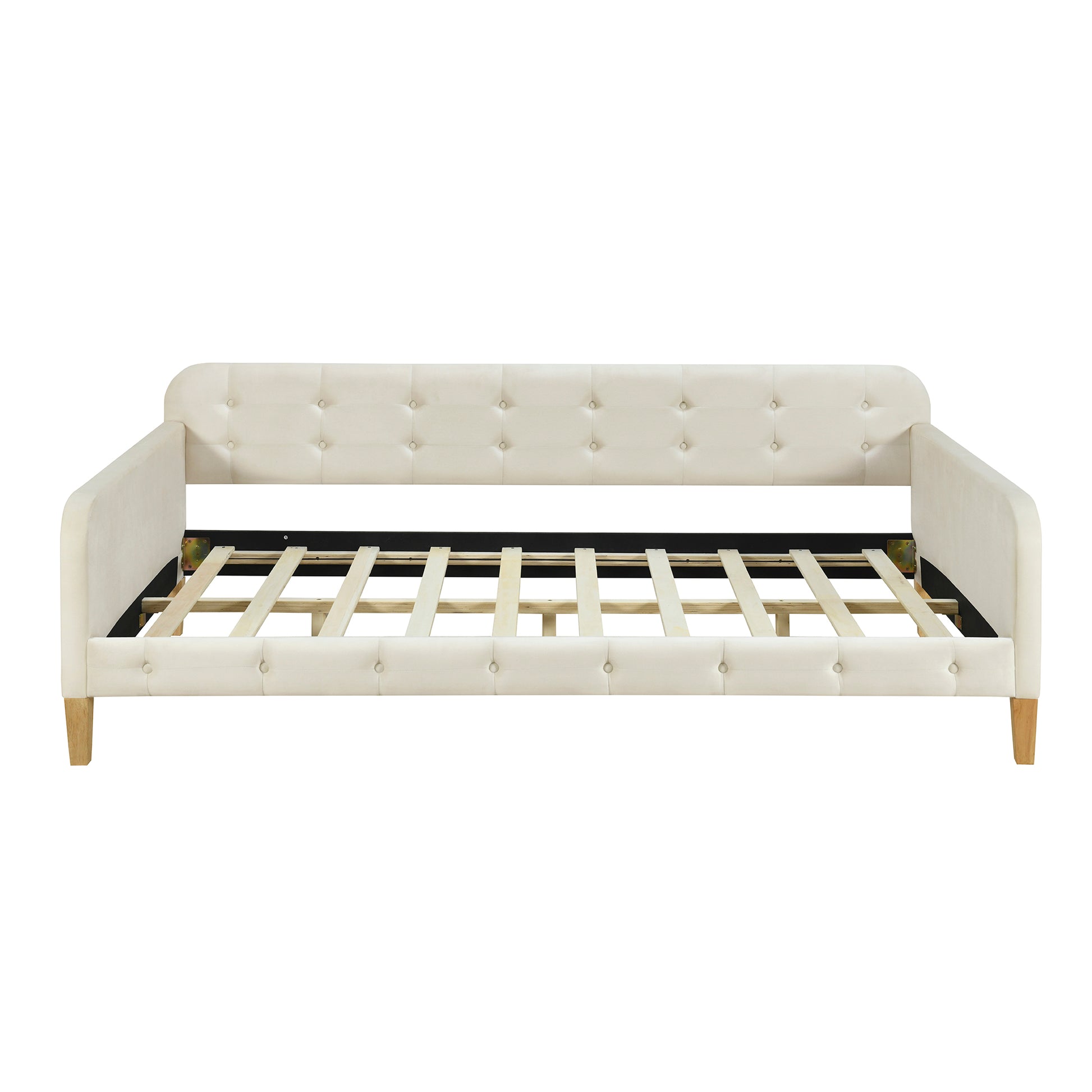 Twin Size Upholstered Daybed With 4 Support Legs, White Twin White Upholstered