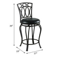 Black Swivel Counter Height Stool With Upholstered Seat Polyvinyl Chloride Solid Black Dining Room Foam Spot Clean Round Traditional Open Back Foam Metal