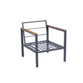 4 Piece Outdoor Sofa Set With Acacia Wood Top, Padded Patio Conversation Table Chair Set W Coffee Table For Garden, Backyard, Poolside Dark Grey Cushion Yes Complete Patio Set Dark Grey Rust Resistant Frame Mildew Resistant Cushion Garden & Outdoor