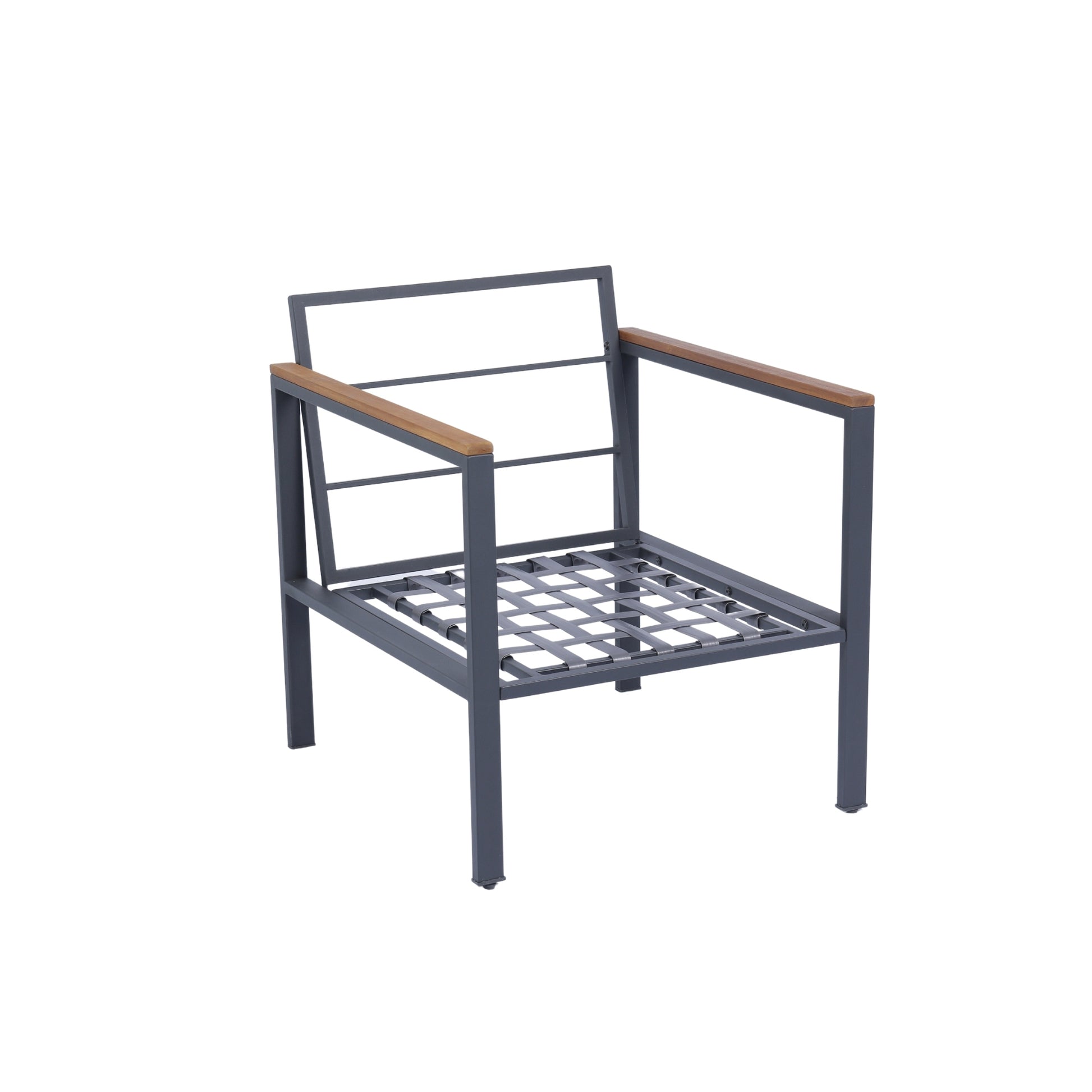 4 Piece Outdoor Sofa Set With Acacia Wood Top, Padded Patio Conversation Table Chair Set W Coffee Table For Garden, Backyard, Poolside Dark Grey Cushion Yes Complete Patio Set Dark Grey Rust Resistant Frame Mildew Resistant Cushion Garden & Outdoor