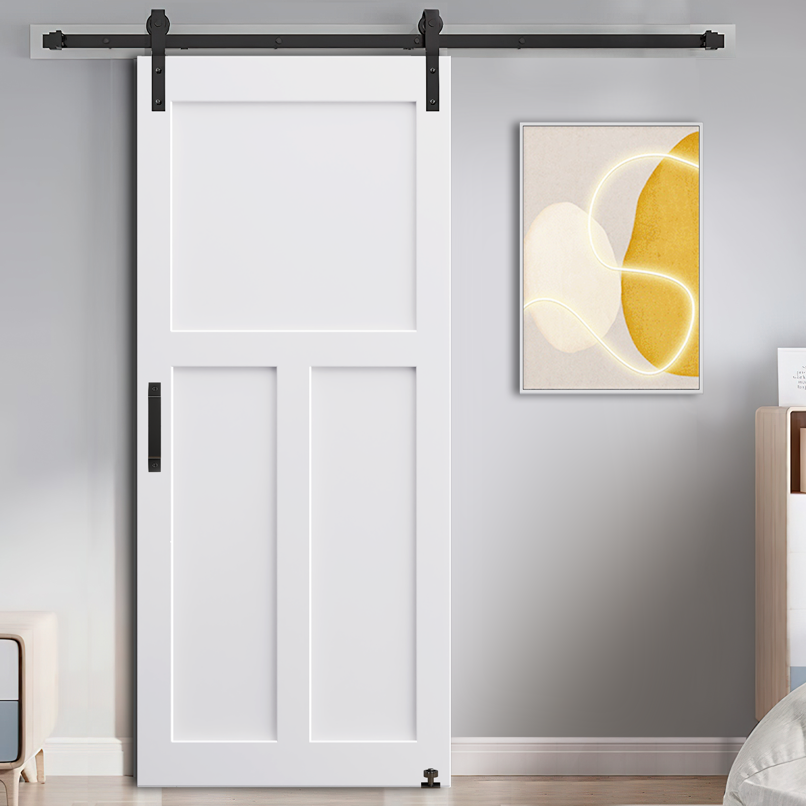 28" X 84" "T" Style Real Primed Door Slab, Diy Panel Door, Modern Interior Barn Door, Water Proof, Anti Deformation, Pre Drilled Ready To Assemble, Suitable For Pre Hung Door And Barn Door White Mdf