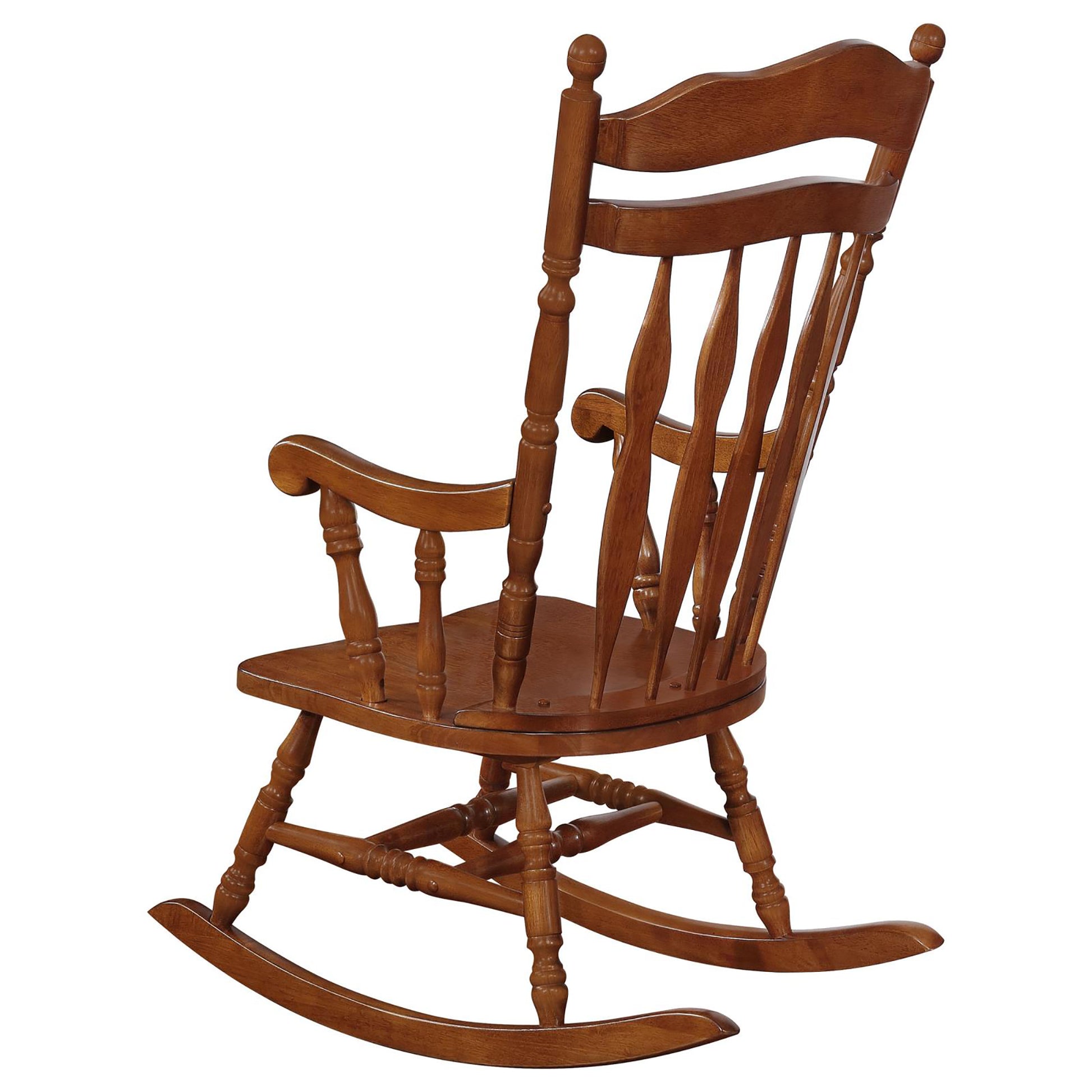 Medium Brown Rocking Chair Rubberwood Solid Brown Brown Primary Living Space Wipe Clean Traditional Rocking Chairs Rubberwood Arrow Back Wood