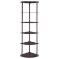 Cappuccino Corner Bookcase 5 Cappuccino Brown Corner Vertical Office Open Back Wood Transitional Rubberwood Wood