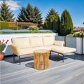 3 Pieces Outdoor Patio Wicker Furniture Sets Table And Chairs With 3.15 Inches Thick Cushion Outdoor Sofa Set Natural Yellow Wicker Creme Cushion Yes Complete Patio Set Light Yellow Rust Resistant Frame Mildew Resistant Cushion Garden & Outdoor Modern