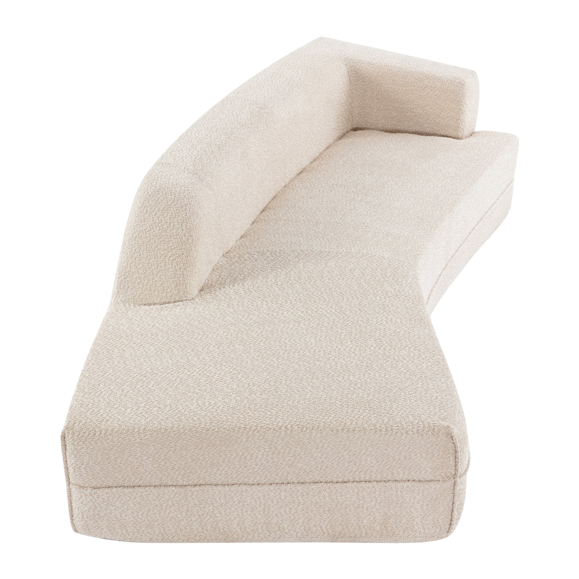 109.4" Curved Chaise Lounge Modern Indoor Sofa Couch For Living Room, Beige Old Sku:Wf313109Aaa Beige Boucle 2 Seat