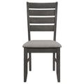 Grey And Dark Grey Padded Seat Side Chairs Set Of 2 Solid Grey Gray Dining Room Foam Spot Clean Transitional Side Chair Rubberwood Ladder Back Wood