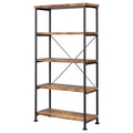 Antique Nutmeg And Black 4 Shelf Bookcase 4 Brown Brown Standard Vertical Office Open Back Wood Farmhouse,Rustic Wood