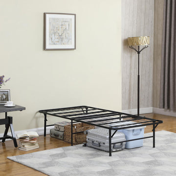 Black Twin Platform Bed Twin Black Metal Bedroom Contemporary,Modern Bed Frame Steel