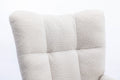 Rocking Chair With Pocket, Soft Teddy Fabric Rocking Chair For Nursery, Comfy Wingback Glider Rocker With Safe Solid Wood Base For Living Room Bedroom Balcony White White Casual Foam Teddy