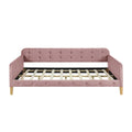 Twin Size Upholstered Daybed With 4 Support Legs, Pink Twin Pink Upholstered