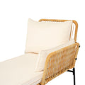 3 Pieces Outdoor Patio Wicker Furniture Sets Table And Chairs With 3.15 Inches Thick Cushion Outdoor Sofa Set Natural Yellow Wicker Creme Cushion Yes Complete Patio Set Light Yellow Rust Resistant Frame Mildew Resistant Cushion Garden & Outdoor Modern