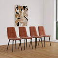 Dining Chairs Set Of 4,Modern Kitchen Dining Room Chairs,Upholstered Dining Accent Chairs In Linen Cushion Seat And Sturdy Black Metal Legs Caramel Metal Caramel Kitchen Dining Chairs Foam Linen