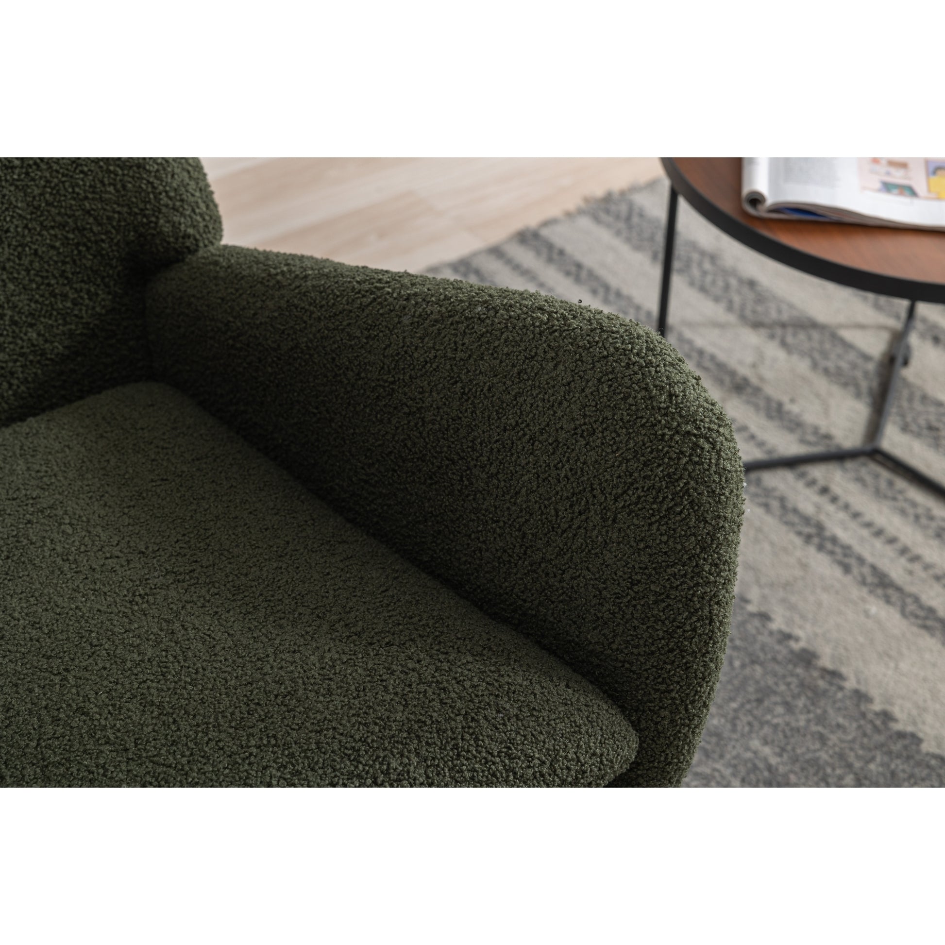 35.5 Inch Rocking Chair With Pocket, Soft Teddy Fabric Rocking Chair For Nursery, Comfy Wingback Glider Rocker With Safe Solid Wood Base For Living Room Bedroom Balcony Dark Green Dark Green Casual Foam Teddy