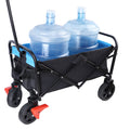 Mini Folding Wagon Garden Shopping Beach Cart Black Blue Brake Black Blue Metal