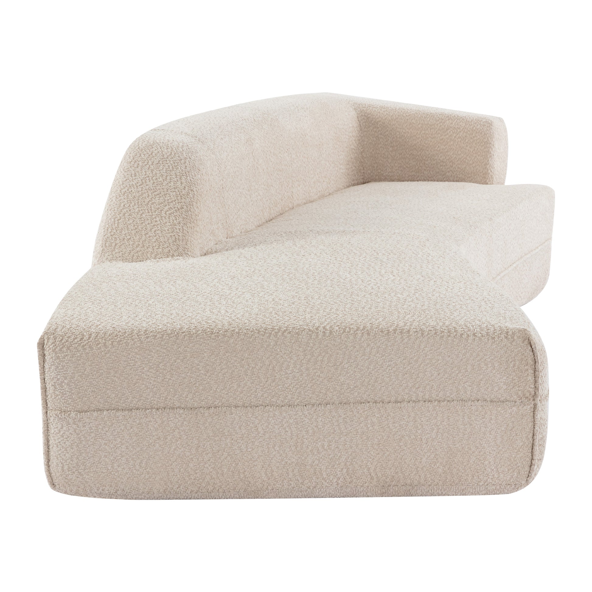 109.4" Curved Chaise Lounge Modern Indoor Sofa Couch For Living Room, Beige Old Sku:Wf313109Aaa Beige Boucle 2 Seat