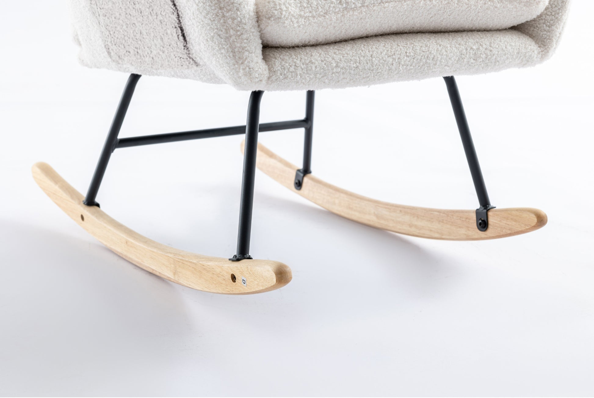 35.5 Inch Rocking Chair With Pocket, Soft Teddy Fabric Rocking Chair For Nursery, Comfy Wingback Glider Rocker With Safe Solid Wood Base For Living Room Bedroom Balcony White White Casual Foam Teddy