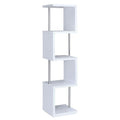 White And Chrome 4 Tier Bookcase 4 White White Geometric Vertical Office Open Back Wood Contemporary,Modern Wood Metal