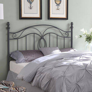 Dark Grey Full Queen Metal Headboard Dark Grey Metal Bedroom Traditional Bed Frame Metal